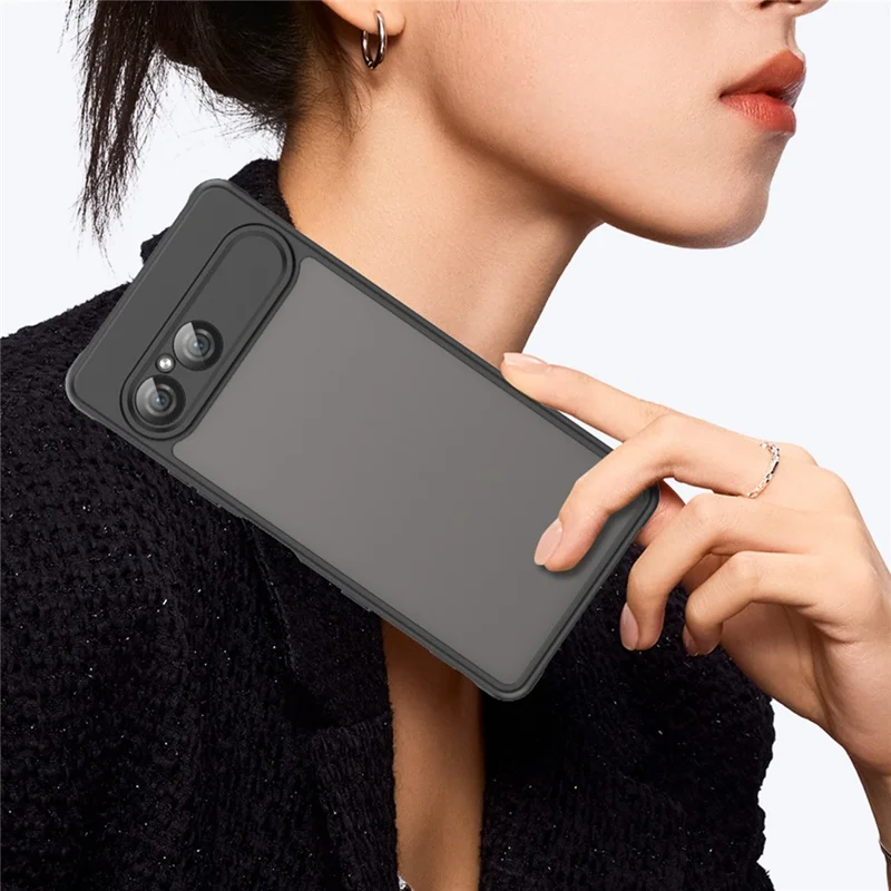 For Sony Xperia 10 VII Case Drop Proof Airbags Frosted Translucent PC + TPU Phone Back Cover - Black