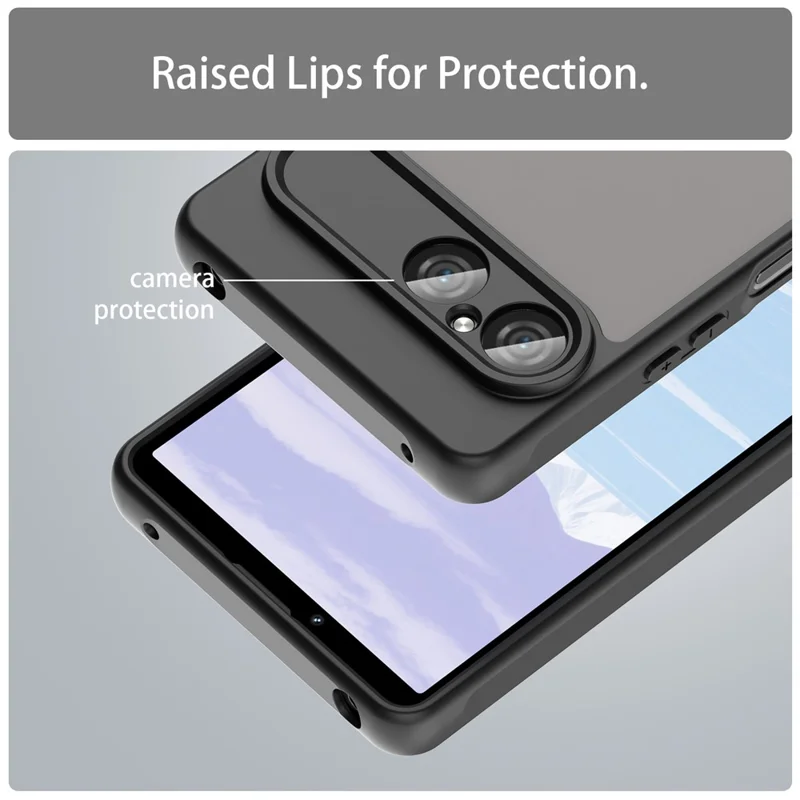 For Sony Xperia 10 VII Case Drop Proof Airbags Frosted Translucent PC + TPU Phone Back Cover - Black