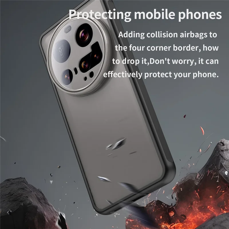 Housse Xiaomi 15 Ultra à Épreuve des Chutes Airbags Givré Translucide PC + Étui Arrière en TPU - Noir