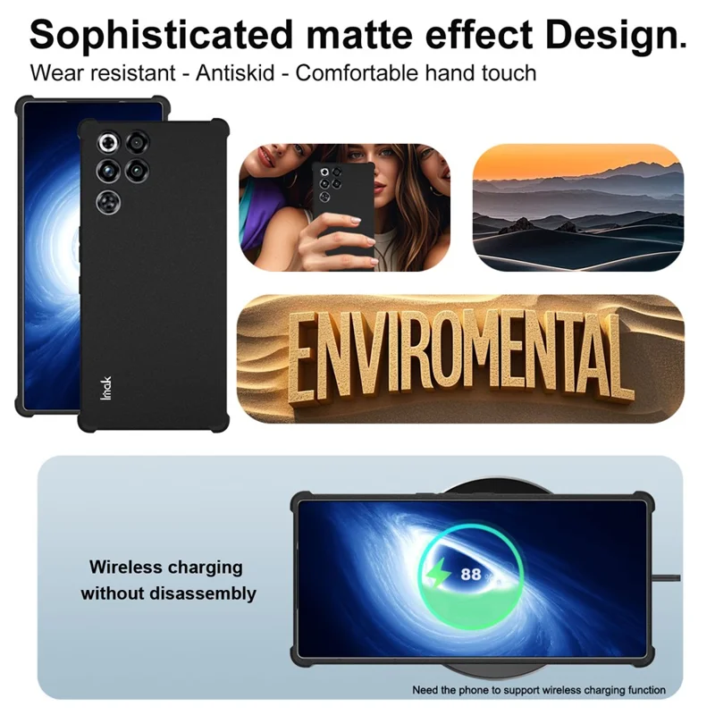 IMAK For ZTE nubia RedMagic 11 Pro 5G / 11 Pro+ 5G Case TPU Phone Cover Airbag Shockproof Protection - Matte Black