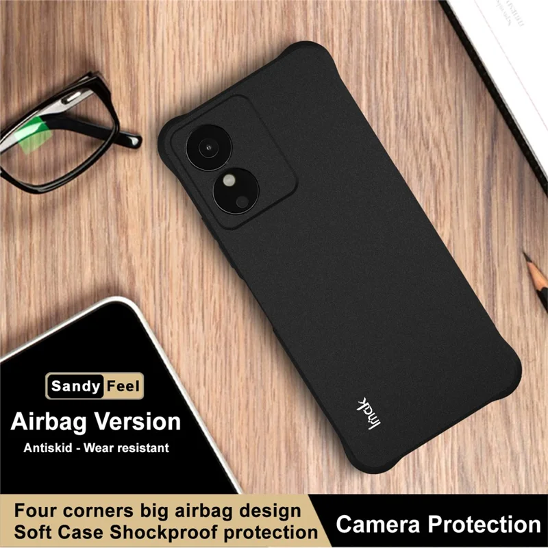 IMAK TPU Case for HMD Key 4G / Aura 2 / Arc 4G Airbag Shockproof Protection Phone Cover - Matte Black