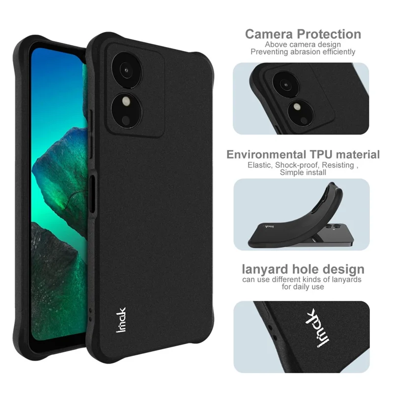 IMAK TPU Case for HMD Key 4G / Aura 2 / Arc 4G Airbag Shockproof Protection Phone Cover - Matte Black