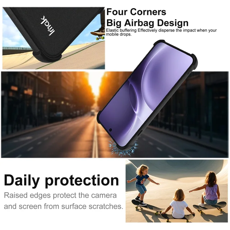 IMAK Pour vivo X300 Pro 5G Étui TPU Housse de Téléphone Airbag Protection Antichoc - Noir Mat
