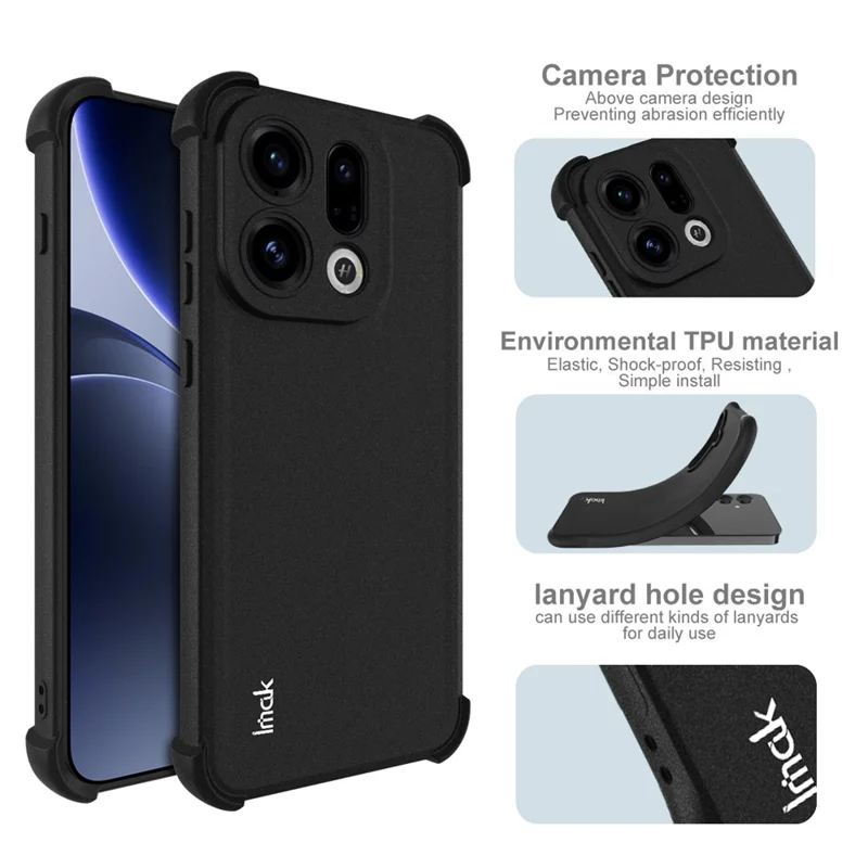 IMAK For Oppo Find X9 5G Case TPU Phone Cover Airbag Shockproof Protection - Matte Black