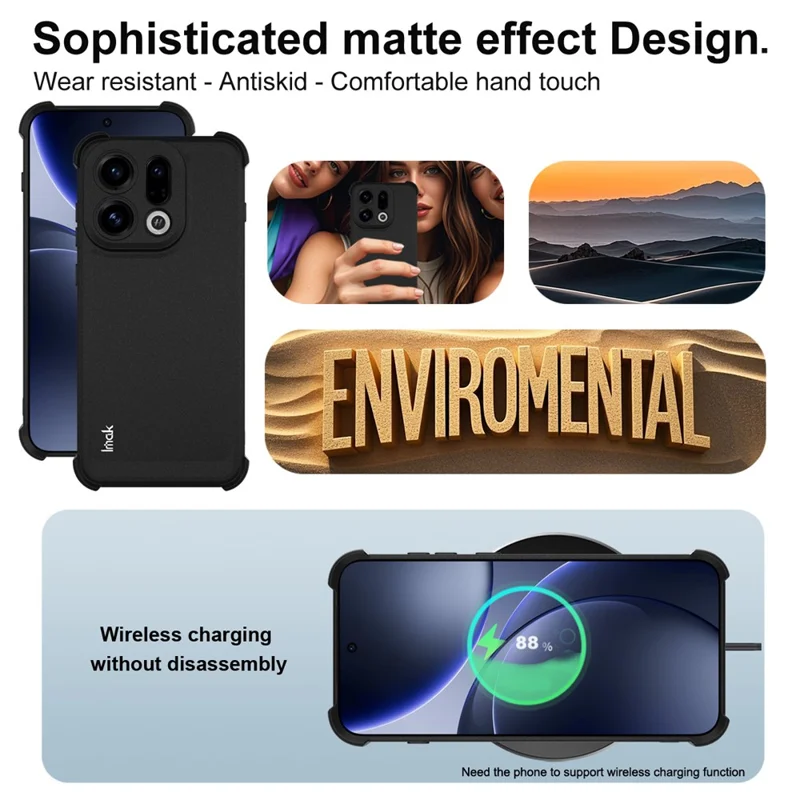 IMAK For Oppo Find X9 5G Case TPU Phone Cover Airbag Shockproof Protection - Matte Black