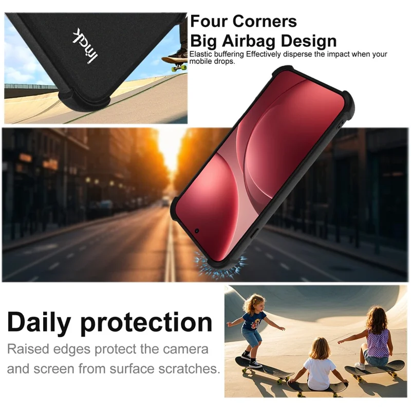 IMAK Para Oppo Find X9 Pro 5G Capa Telefone TPU Cobertura Airbag Proteção à Prova de Choque - Preto Fosco