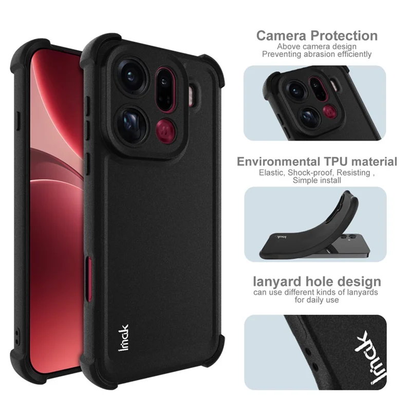 IMAK Para Oppo Find X9 Pro 5G Capa Telefone TPU Cobertura Airbag Proteção à Prova de Choque - Preto Fosco