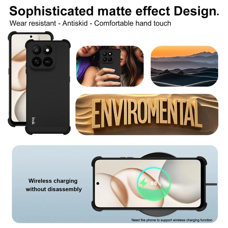 IMAK For Honor Play10T 5G Case TPU Phone Cover Airbag Shockproof Protection - Matte Black