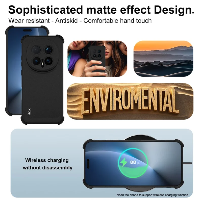 IMAK For Honor Magic8 Pro 5G Capa de Telefone TPU Proteção Airbag à Prova de Choque - Preto Fosco