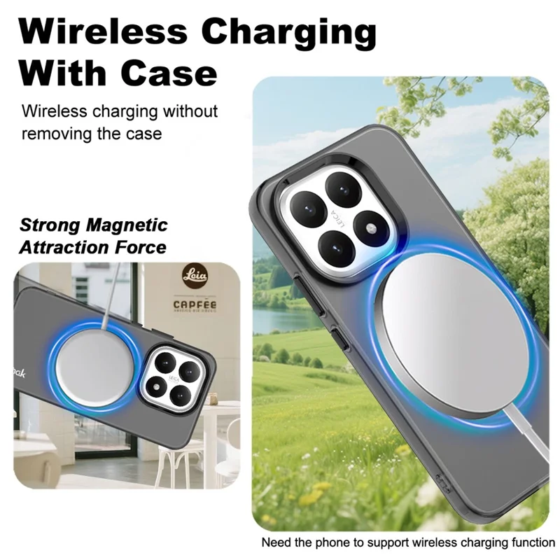 Étui IMAK pour Xiaomi 15T Compatible avec MagSafe, Couleur Bonbon, Antichute, TPU + Couverture Arrière PET - Noir