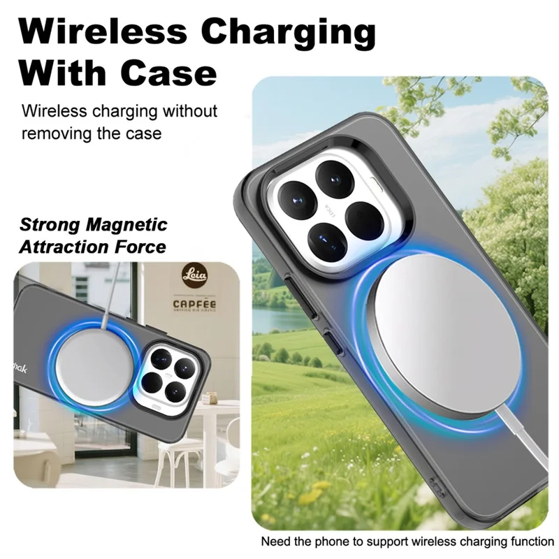 IMAK til Xiaomi 15T Pro skånhylster kompatibelt med MagSafe, slikolore, faldsikker bagside af TPU + PET - Sort