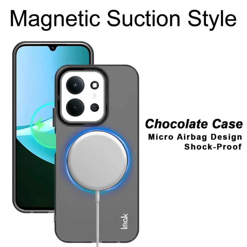 Obudowa magnetyczna IMAK do Xiaomi Redmi 15C 4G (UE) (173 mm) / 15C 5G (UE) (173 mm) / Poco C85 4G (173 mm), tylna pokrywa PC + TPU do telefonu kompatybilna z MagSafe – Czarna