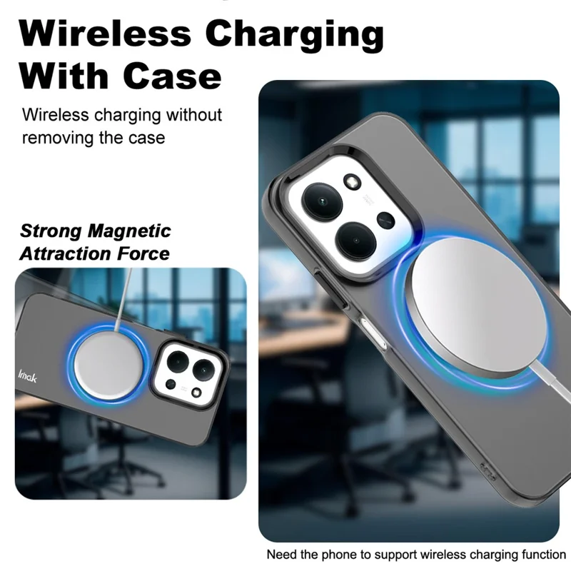 Obudowa magnetyczna IMAK do Xiaomi Redmi 15C 4G (UE) (173 mm) / 15C 5G (UE) (173 mm) / Poco C85 4G (173 mm), tylna pokrywa PC + TPU do telefonu kompatybilna z MagSafe – Czarna