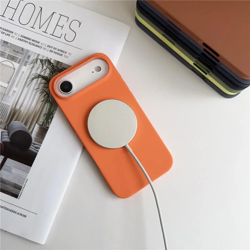 For iPhone Air Compatible with MagSafe Liquid Silicone Phone Back Cover (No Logo) - Orange