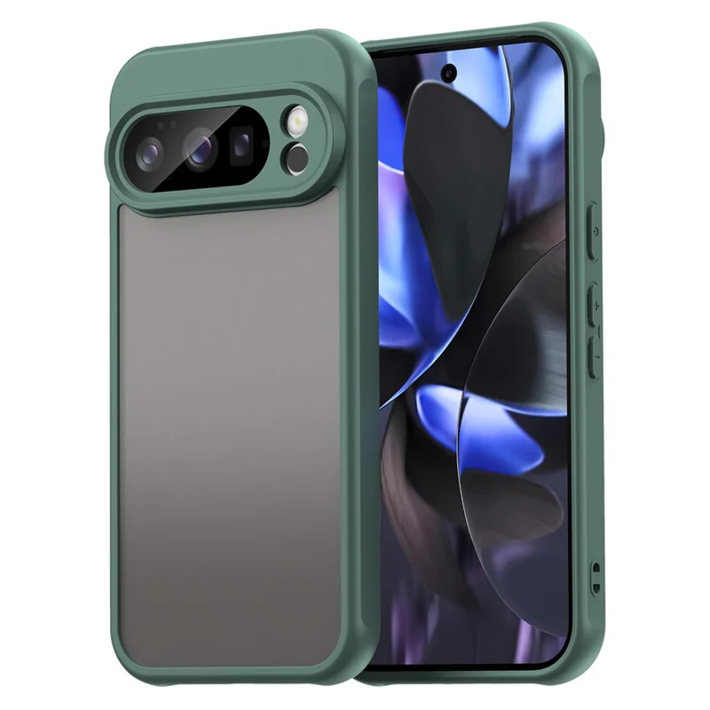 For Google Pixel 10 Pro Case Drop Proof Airbags Frosted Translucent PC + TPU Phone Back Cover - Green