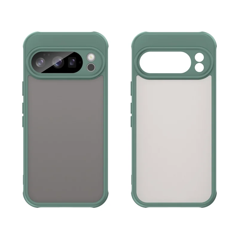 For Google Pixel 10 Pro Case Drop Proof Airbags Frosted Translucent PC + TPU Phone Back Cover - Green