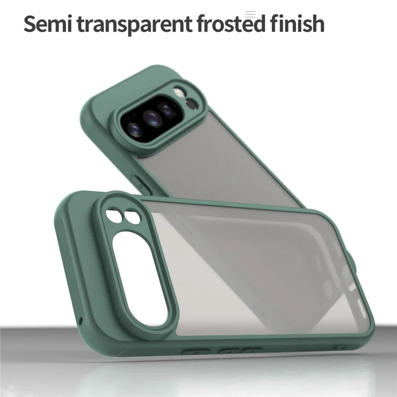 For Google Pixel 10 Pro Case Drop Proof Airbags Frosted Translucent PC + TPU Phone Back Cover - Green