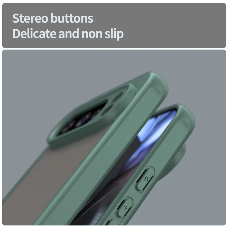 For Google Pixel 10 Pro Case Drop Proof Airbags Frosted Translucent PC + TPU Phone Back Cover - Green