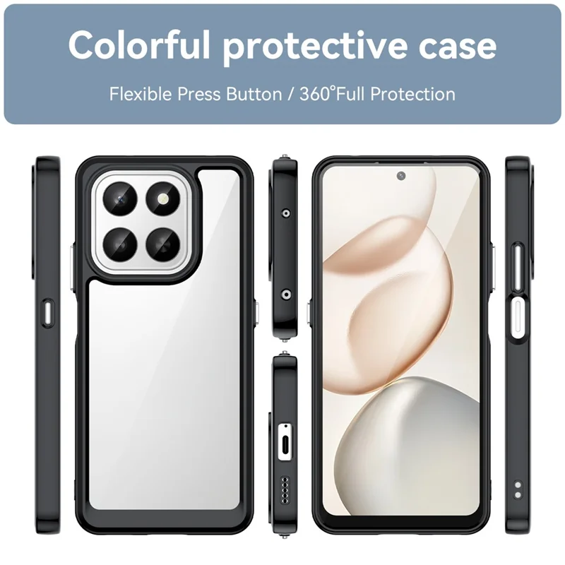 Telefonbeskyttelse til Honor 400 Smart 4G / 400 Smart 5G / X7d 4G / X7d 5G TPU + Akryl Beskyttende Clear Cover - Sort