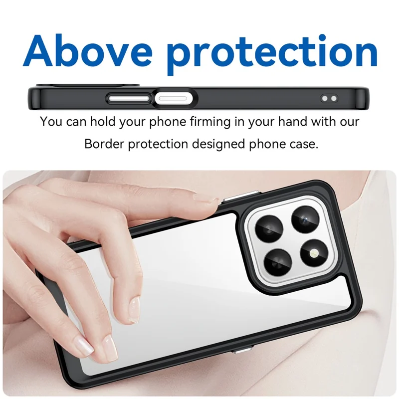 Telefonbeskyttelse til Honor 400 Smart 4G / 400 Smart 5G / X7d 4G / X7d 5G TPU + Akryl Beskyttende Clear Cover - Sort