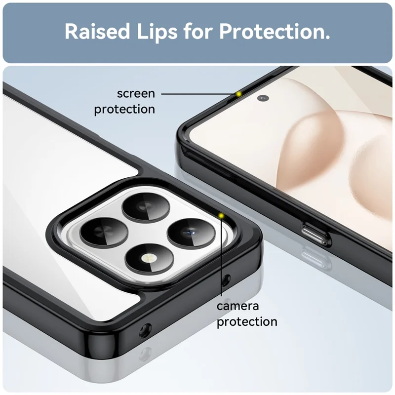 Telefonbeskyttelse til Honor 400 Smart 4G / 400 Smart 5G / X7d 4G / X7d 5G TPU + Akryl Beskyttende Clear Cover - Sort