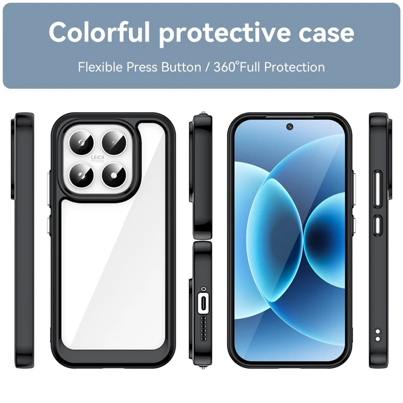 For Xiaomi 17 Case TPU + Acrylic Protective Clear Phone Cover - Black
