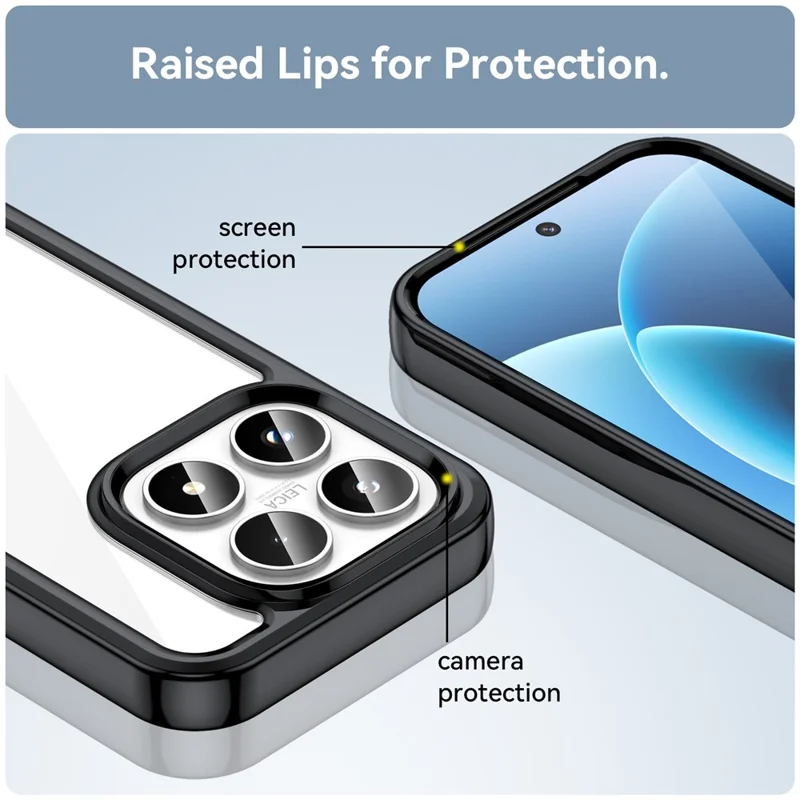 For Xiaomi 17 Case TPU + Acrylic Protective Clear Phone Cover - Black