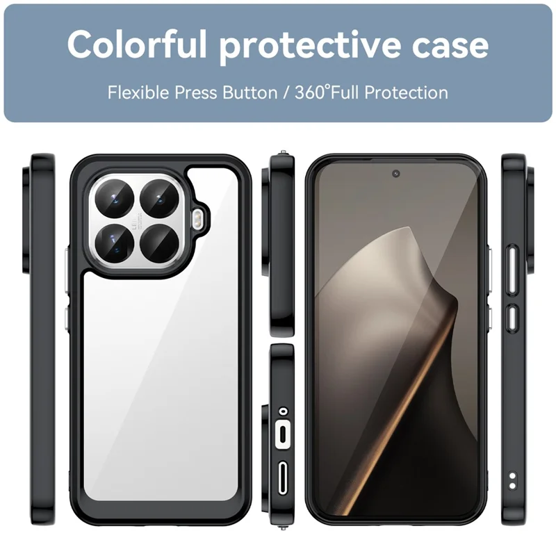Capa Xiaomi 15T Pro - TPU + Acrílico Protetor Transparente - Preto