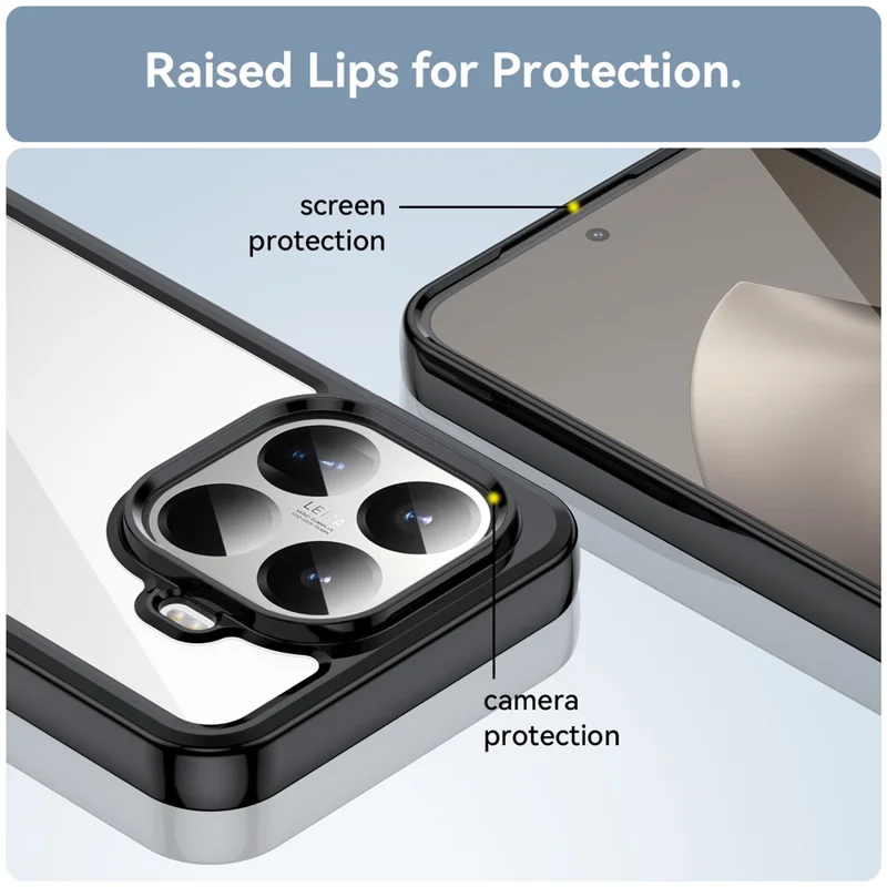 Capa Xiaomi 15T Pro - TPU + Acrílico Protetor Transparente - Preto