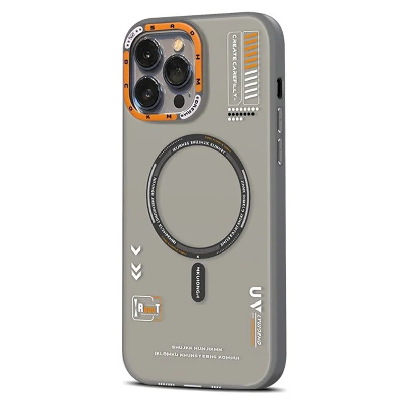 Série PAIKA M1 pour étui iPhone 16 Pro compatible avec MagSafe Motif graffiti PC + Housse de téléphone TPU - Gris titane