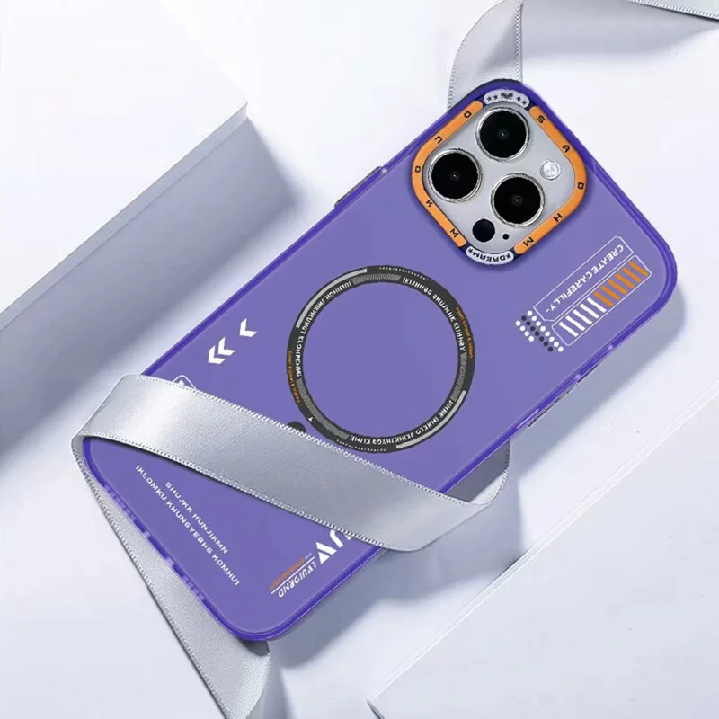 Série PAIKA M1 pour étui iPhone 16 Pro compatible avec MagSafe Motif graffiti PC + Housse de téléphone TPU - Gris titane