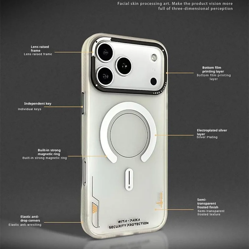 PAIKA Golden Sands Series For iPhone 17 Pro Case Compatible with MagSafe Matte PC + TPU Phone Cover - White