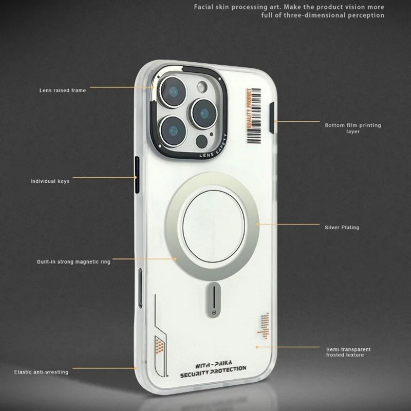 PAIKA Golden Sands Series For iPhone 16 Pro Case Compatible with MagSafe Matte PC + TPU Phone Cover - White