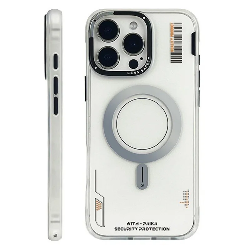 Série PAIKA Golden Sands para Capa de iPhone 16 Pro Max Compatível com MagSafe, Capa de Telefone PC + TPU Fosca - Branco