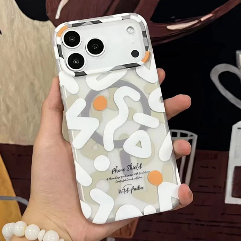 PAIKA Graffiti Series For iPhone 17 Pro Case Compatible with MagSafe PC + TPU Phone Cover - White