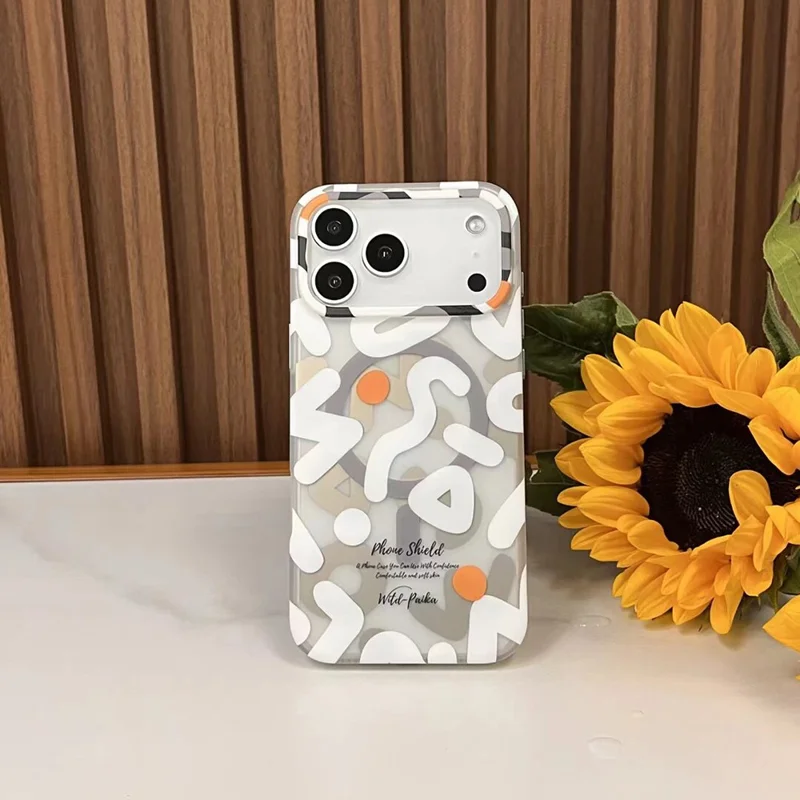 PAIKA Graffiti Series For iPhone 17 Pro Case Compatible with MagSafe PC + TPU Phone Cover - White