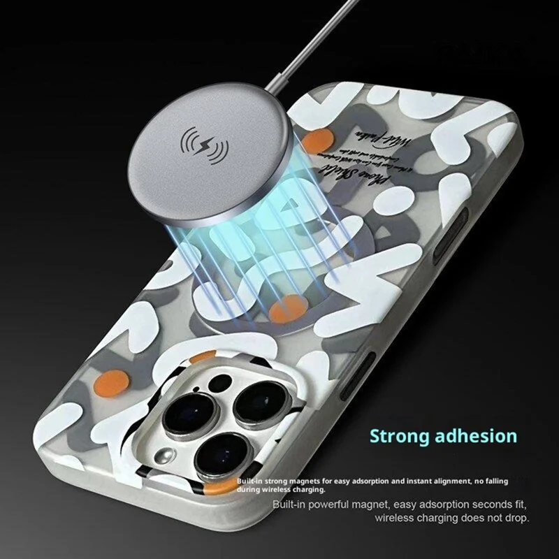 Série de grafite PAIKA para iPhone 16 Pro Max Case Compatível com MagSafe PC + Capa de telefone TPU - Branco