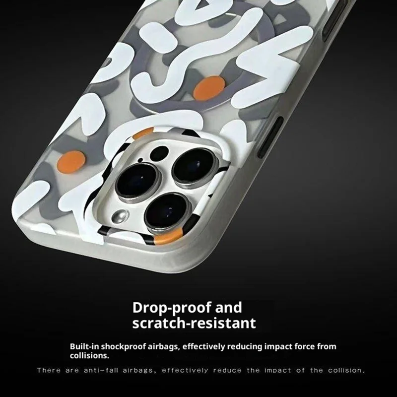 Série de grafite PAIKA para iPhone 16 Pro Max Case Compatível com MagSafe PC + Capa de telefone TPU - Branco