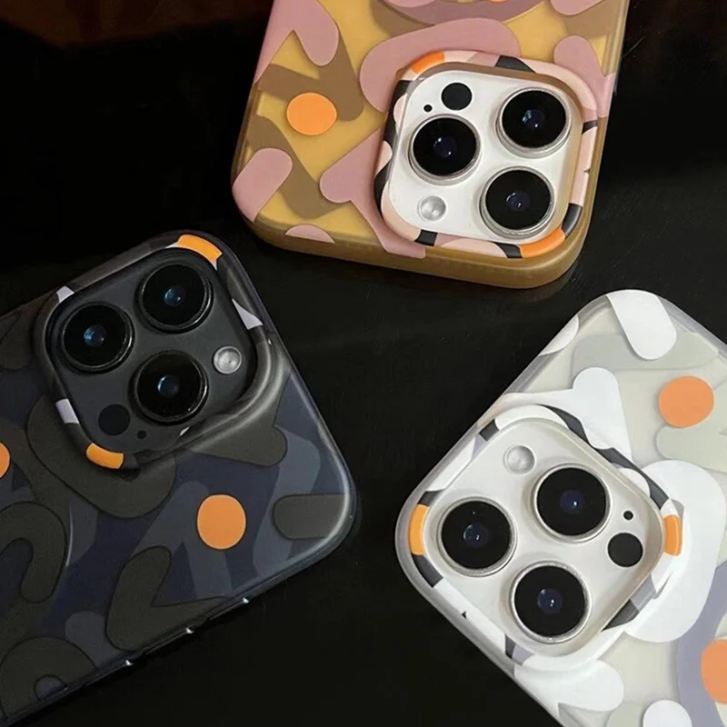 Série de grafite PAIKA para iPhone 16 Pro Max Case Compatível com MagSafe PC + Capa de telefone TPU - Branco