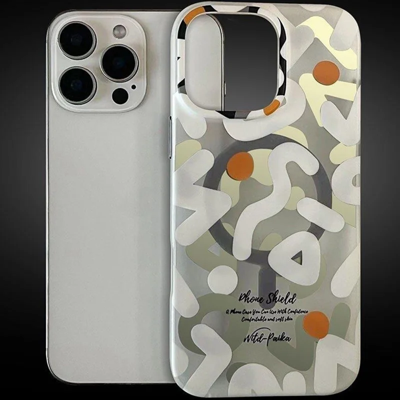 PAIKA Graffiti Series For iPhone 16 Pro Case Compatible with MagSafe PC + TPU Phone Cover - White