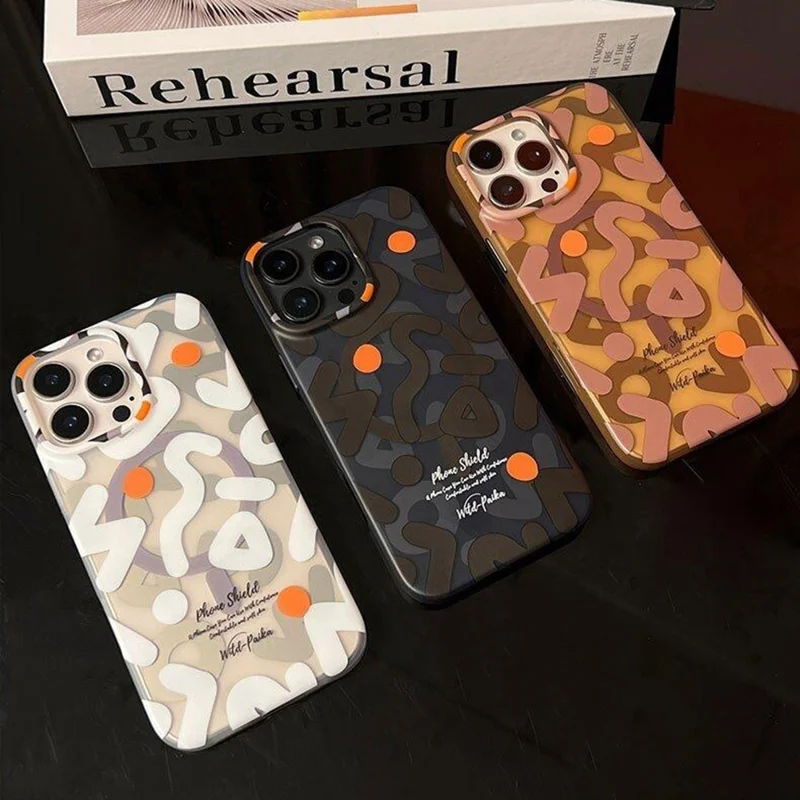 PAIKA Graffiti Series For iPhone 16 Pro Case Compatible with MagSafe PC + TPU Phone Cover - White