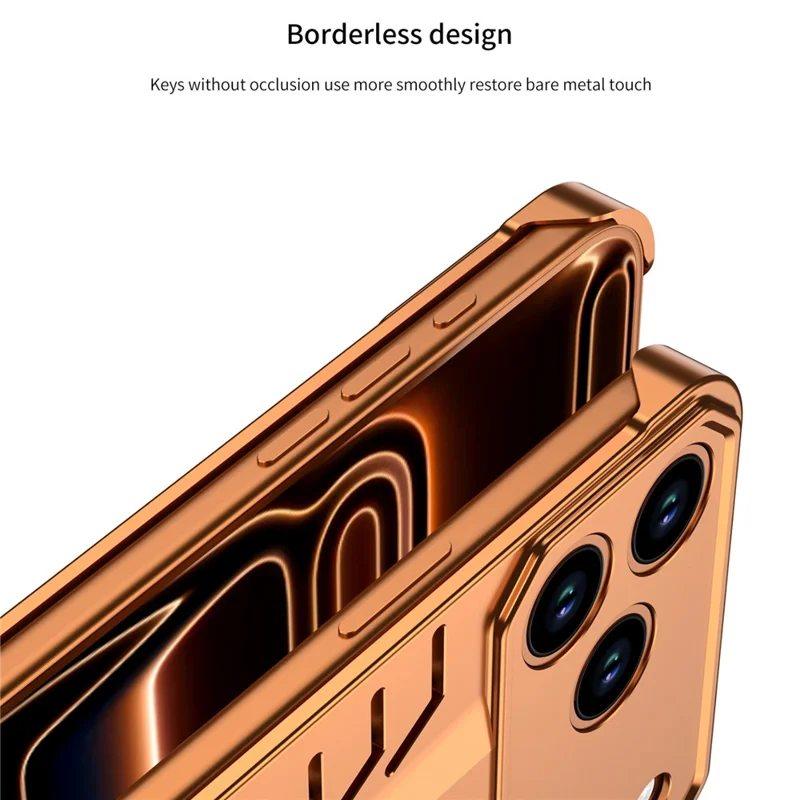 DYONG For iPhone 17 Pro Metal Case Snap-Open Design Heat Dissipation Shockproof Phone Cover - Orange