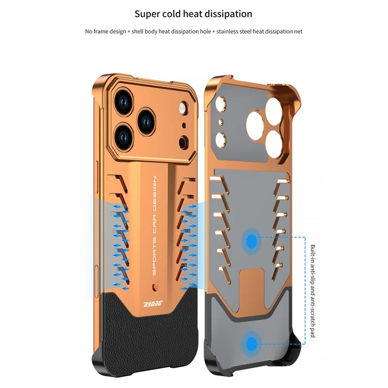 DYONG For iPhone 17 Pro Metal Case Snap-Open Design Heat Dissipation Shockproof Phone Cover - Orange