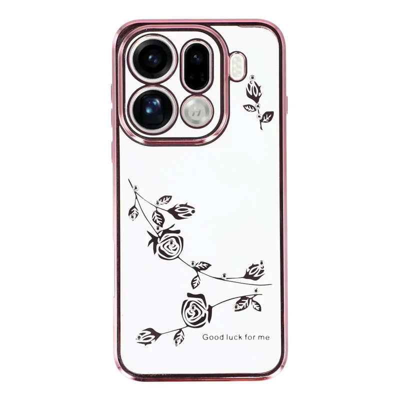 KADEM Per Oppo Find X9 Pro 5G Custodia Decorazione Fiore Strass TPU Cover Telefono - Rosa Oro