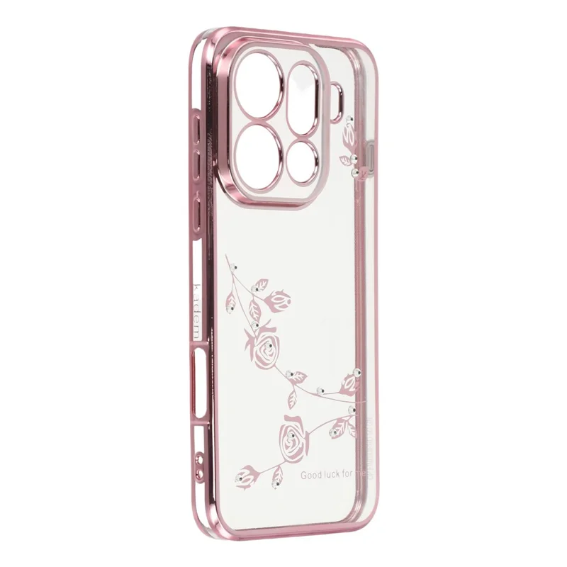 KADEM Per Oppo Find X9 Pro 5G Custodia Decorazione Fiore Strass TPU Cover Telefono - Rosa Oro