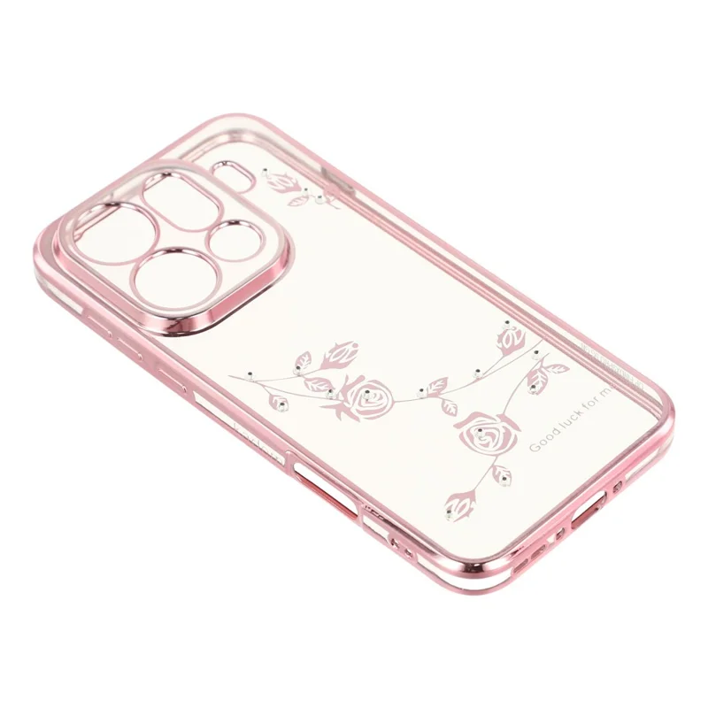 KADEM Per Oppo Find X9 Pro 5G Custodia Decorazione Fiore Strass TPU Cover Telefono - Rosa Oro