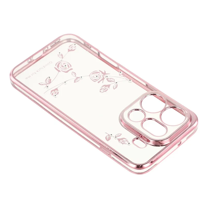 KADEM Per Oppo Find X9 Pro 5G Custodia Decorazione Fiore Strass TPU Cover Telefono - Rosa Oro