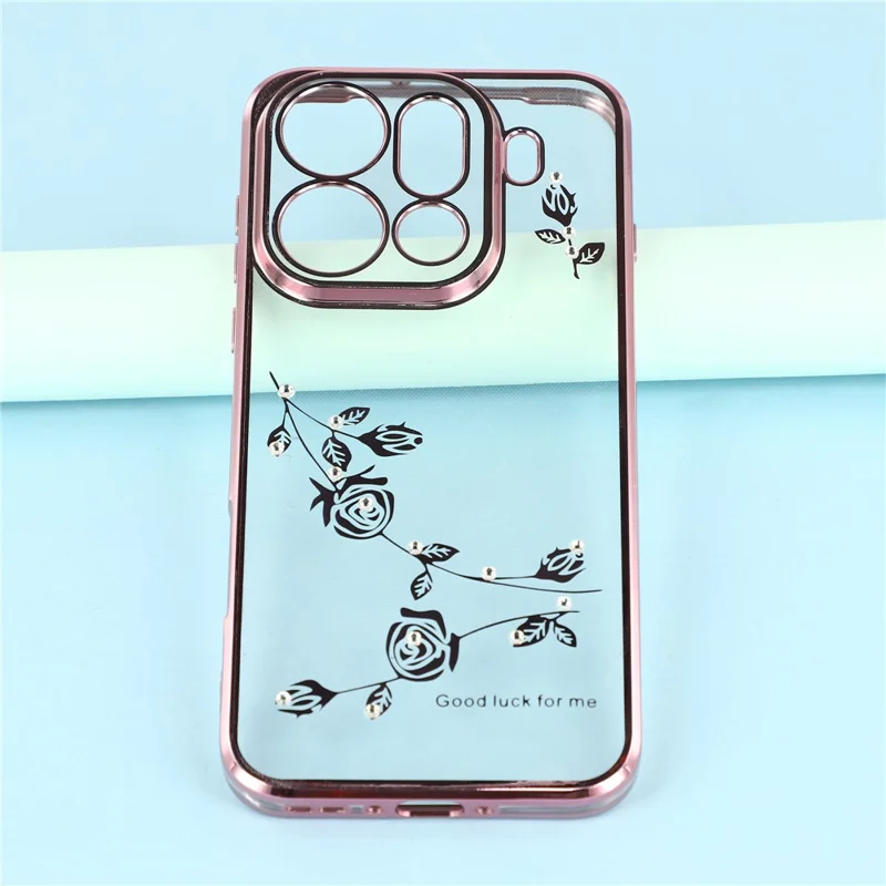 KADEM Per Oppo Find X9 Pro 5G Custodia Decorazione Fiore Strass TPU Cover Telefono - Rosa Oro