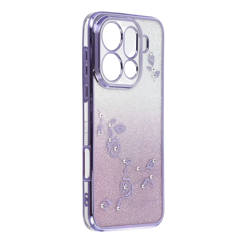 KADEM voor Oppo Find X9 Pro 5G hoesje met bloemenpatroon TPU-gradiënt telefoonhoes met lanyards - Paars