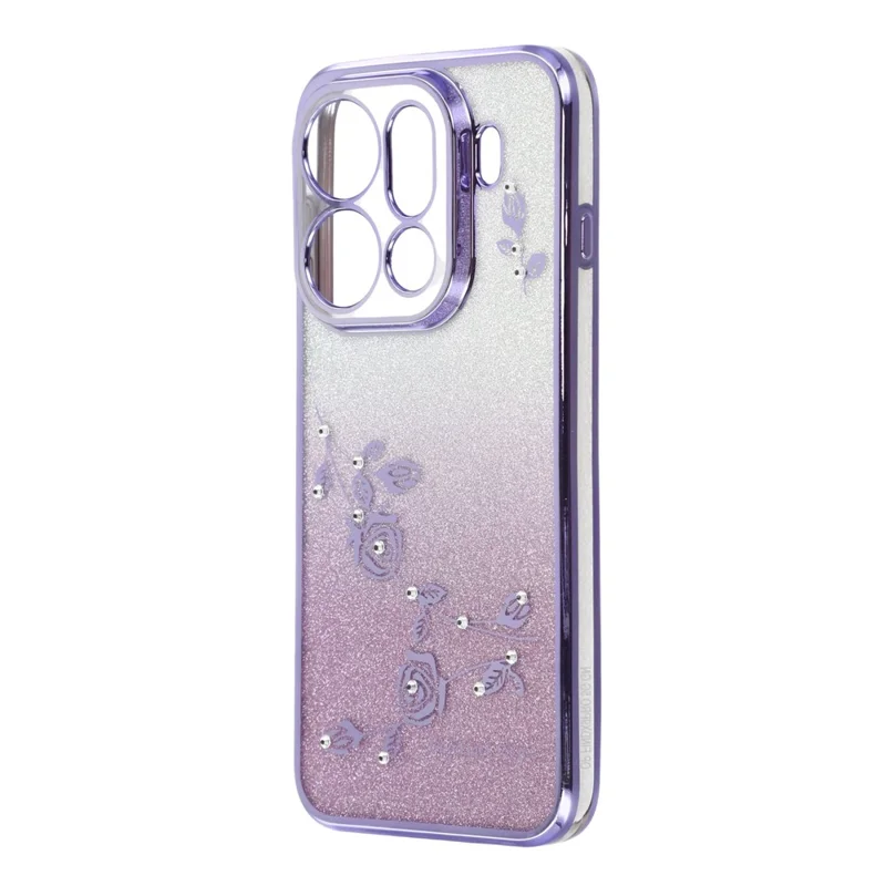 KADEM voor Oppo Find X9 Pro 5G hoesje met bloemenpatroon TPU-gradiënt telefoonhoes met lanyards - Paars